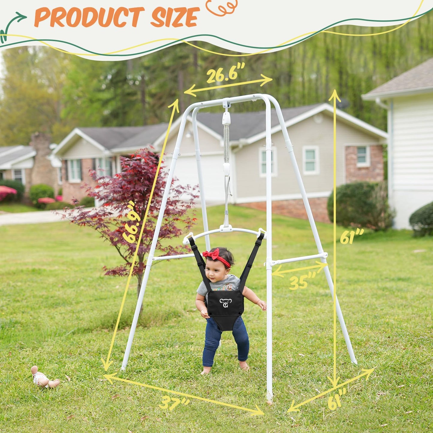 2 In 1 Baby Jumper & Swing, Baby Jumper For Indoor And Outdoor Use, Baby Swing With Foldable Stand, Stable Toddler Swing Set
