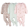 Gerber Baby Girls Flame Resistant Fleece Footed Pajamas 3-Pack And Toddler Sleepers, Pink Deer, 5T Us