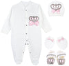 Lilax Baby Girl Jewels Crown Layette 4 Piece Gift Set 0-3 Months Pink