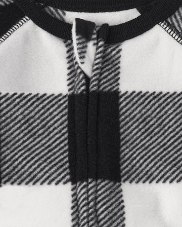 The Children'S Place Baby Toddler One Piece Family Matching, Holiday Pajama Sets, Fleece, Black/White Check, 12-18 Months