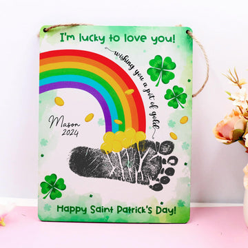 Diy Baby'S First St Patricks Day Footprints Art Sign, St. Patrick'S Day Craft Newborn Keepsake, Baby Footprint St Patricks Birth