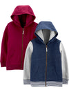 Simple Joys By Carter'S Baby Boys' 2-Pack Fleece Full Zip Hoodies, Blue/Burgundy, 3-6 Months