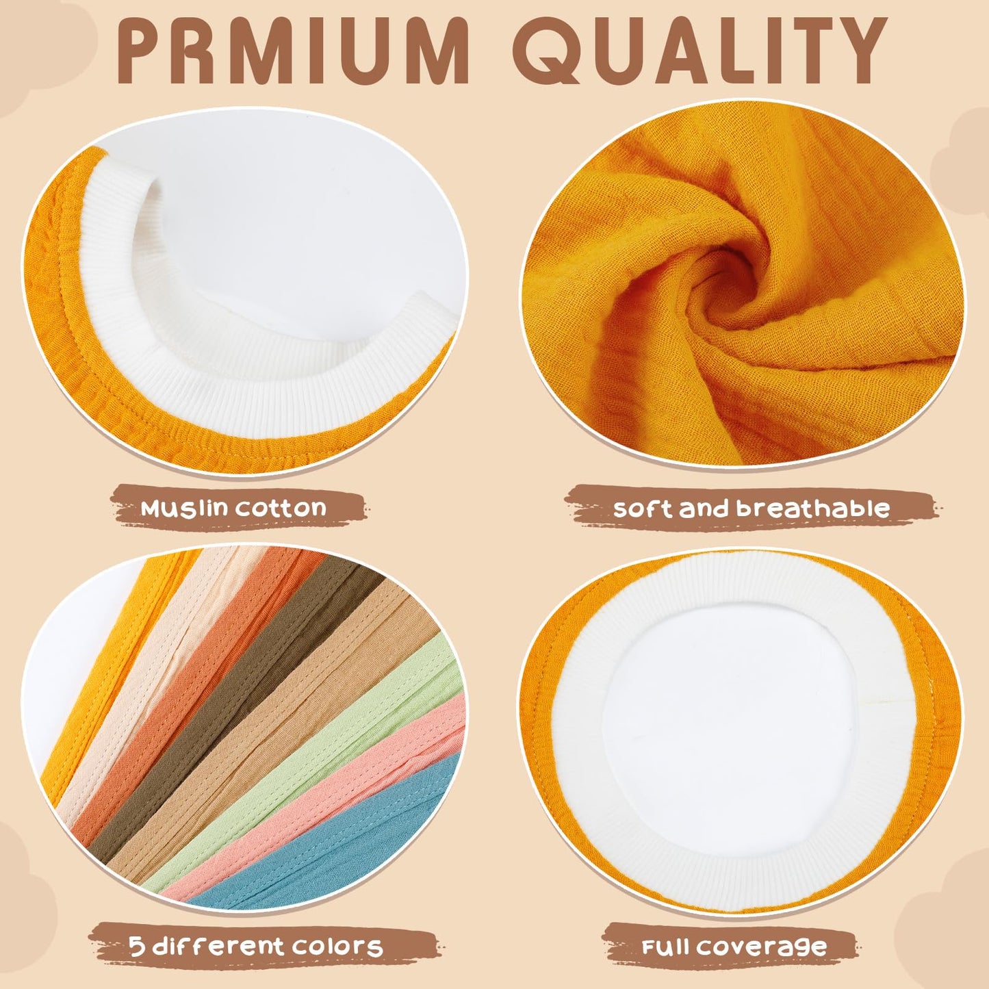 Newwiee Large Muslin Pullover Baby Bibs Full Coverage Toddler Slip On Absorbent Bib Waterproof Toddler Towel Bibs(Mixed Color, 8