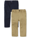 The Children'S Place Baby Boys And Toddler Boys Stretch Chino Pants, Flax/New Navy, 9-12 Months