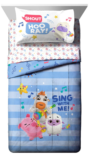 Jay Franco Moonbug Little Baby Bum Sing With Me 4 Piece Toddler Bed Set - Super Soft Microfiber Bed Set Includes Toddler Size Co