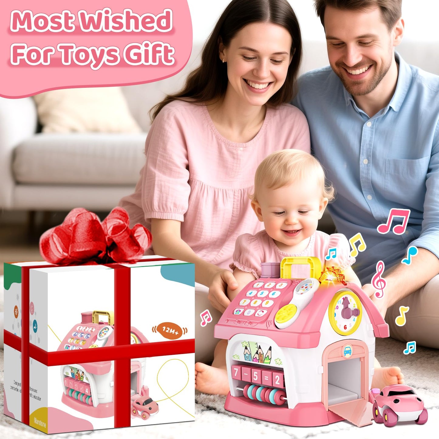 Beacron Baby Toys for 1 Year Old Girl Gifts: 8 in 1 Toddler Learning Musical House for 1 2 Yr Girl and Boy, First Birthday Gift