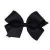 Wee Ones Girls' Classic Grosgrain Hair Bow With Plain Wrap Center On A Weestay Hair Clip, Handmade, Medium Sized Bow, Black