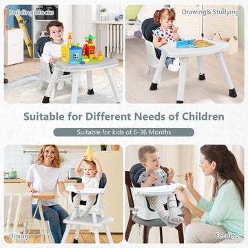 Infans 8 In 1 Baby High Chair, Convertible Highchair For Babies And Toddlers, Infant Dining Booster Seat, Building Block Table,