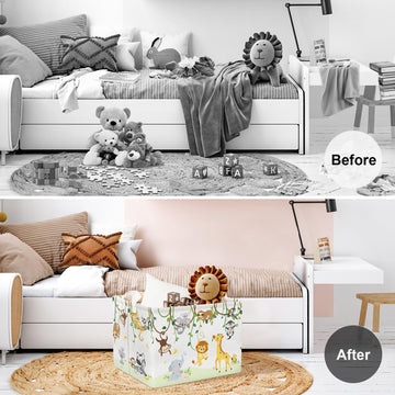 Clastyle Vine Woodland Animal Baby Basket Stuffers Toddler Gift Toy Chest Box Bin Organizer Nursery Room Decor Rectangle Elephan