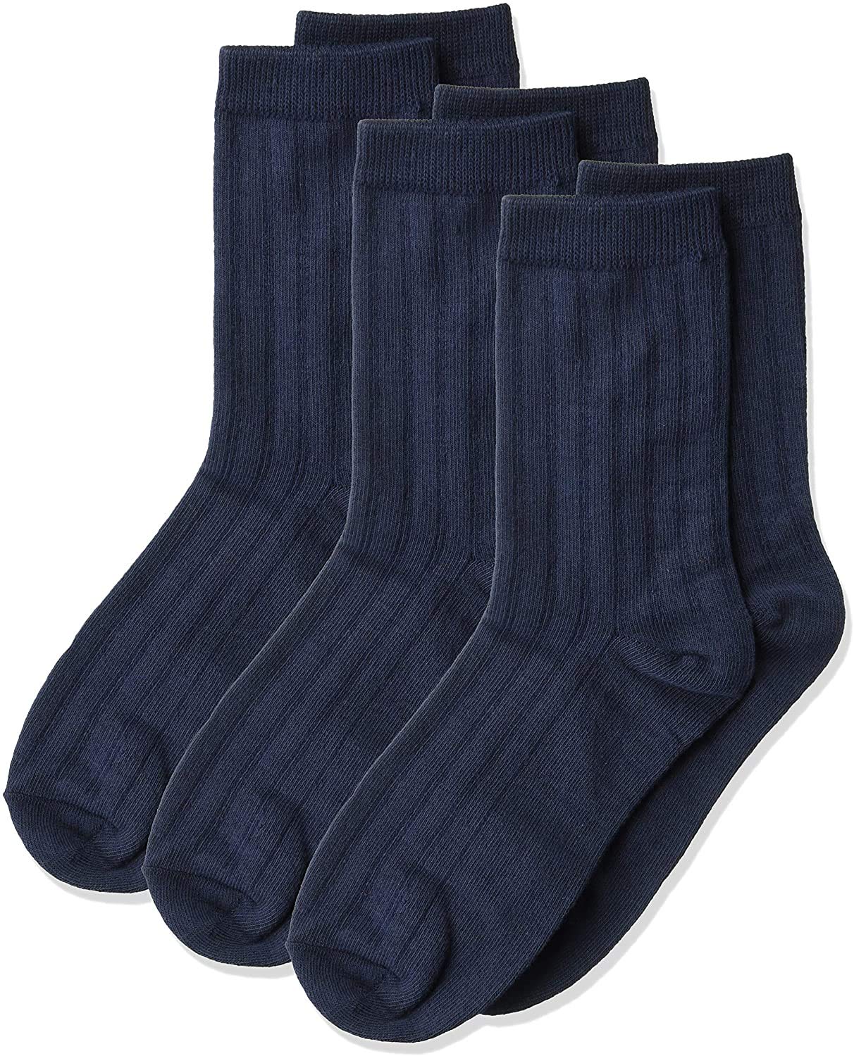 Jefferies Socks Little Boys' Rib Crew Socks 3 Pair Pack, Navy, Toddler