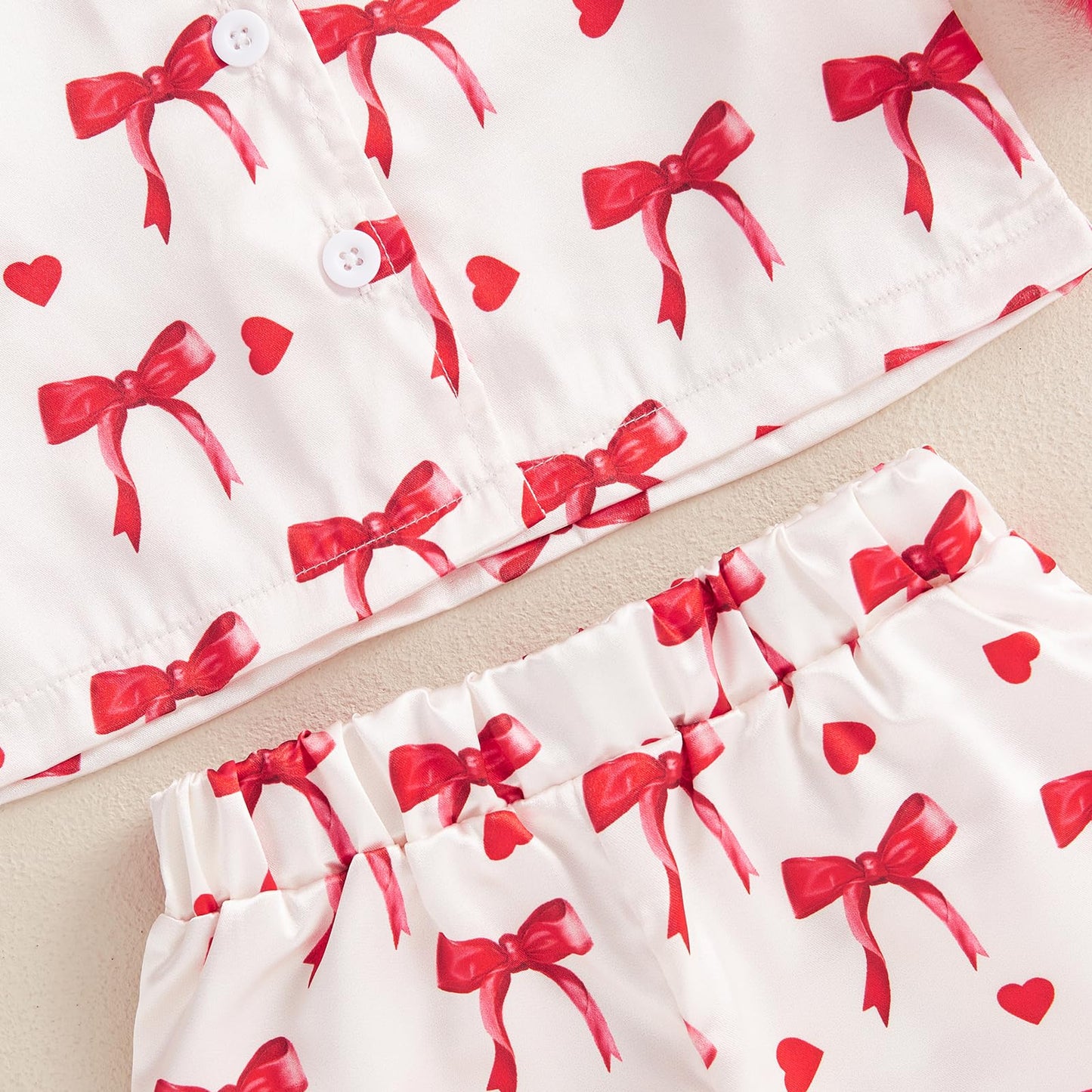 Kuriozud Toddler Girl Pajamas Valentines Day Baby Silk Satin Nightgown Little Kids Girls Pjs Button Down 2 Piece Pajamas Set (Va
