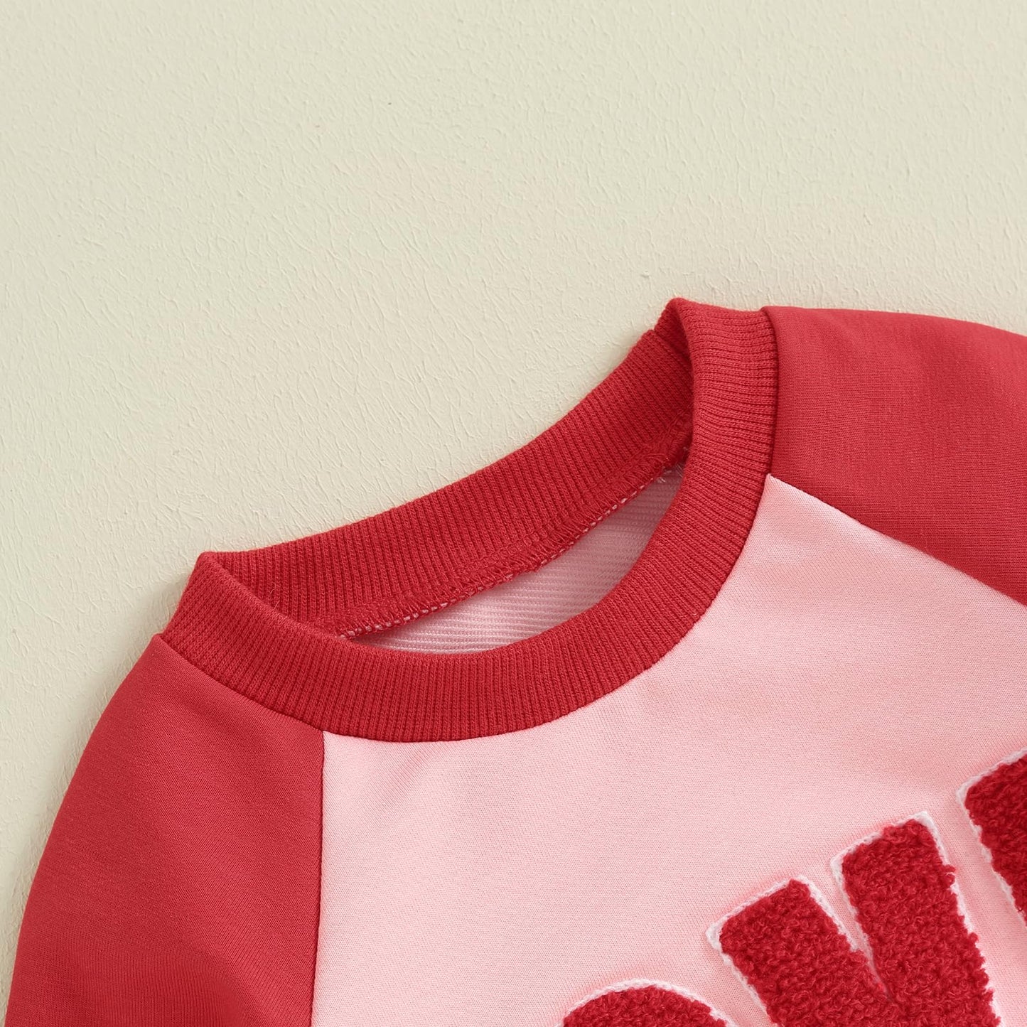 Lagkiyoj Toddler Baby Boy Girl Valentines Day Outfit Letter Embroidery Sweatshirt Top Pants Kids Infant Fall Winter Clothes (Pin