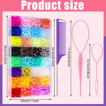 32 Colors Rubber Bands For Hair 2000 Pieces Small Elastic Baby Hair Ties With 8 Hair Styling Tools Mini Hair Accessories For Gir