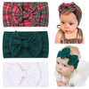 Jollybows 3Pcs Baby Nylon Headbands Hairbands Hair Bow Elastics For Baby Girls Newborn Infant Toddlers Kids (10-White+Green+Plai