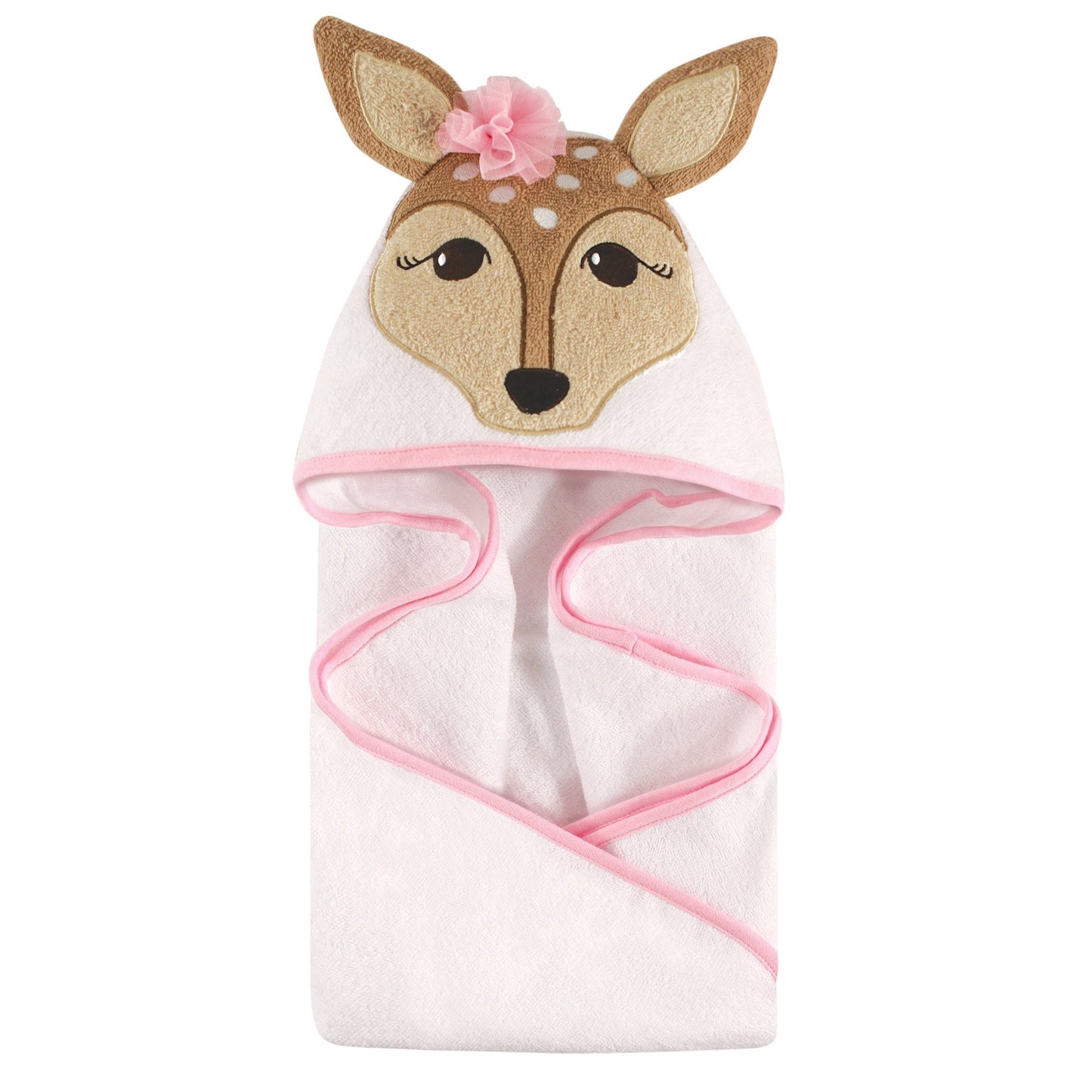 Hudson Baby Unisex Baby Cotton Animal Face Hooded Towel, Fawn, One Size