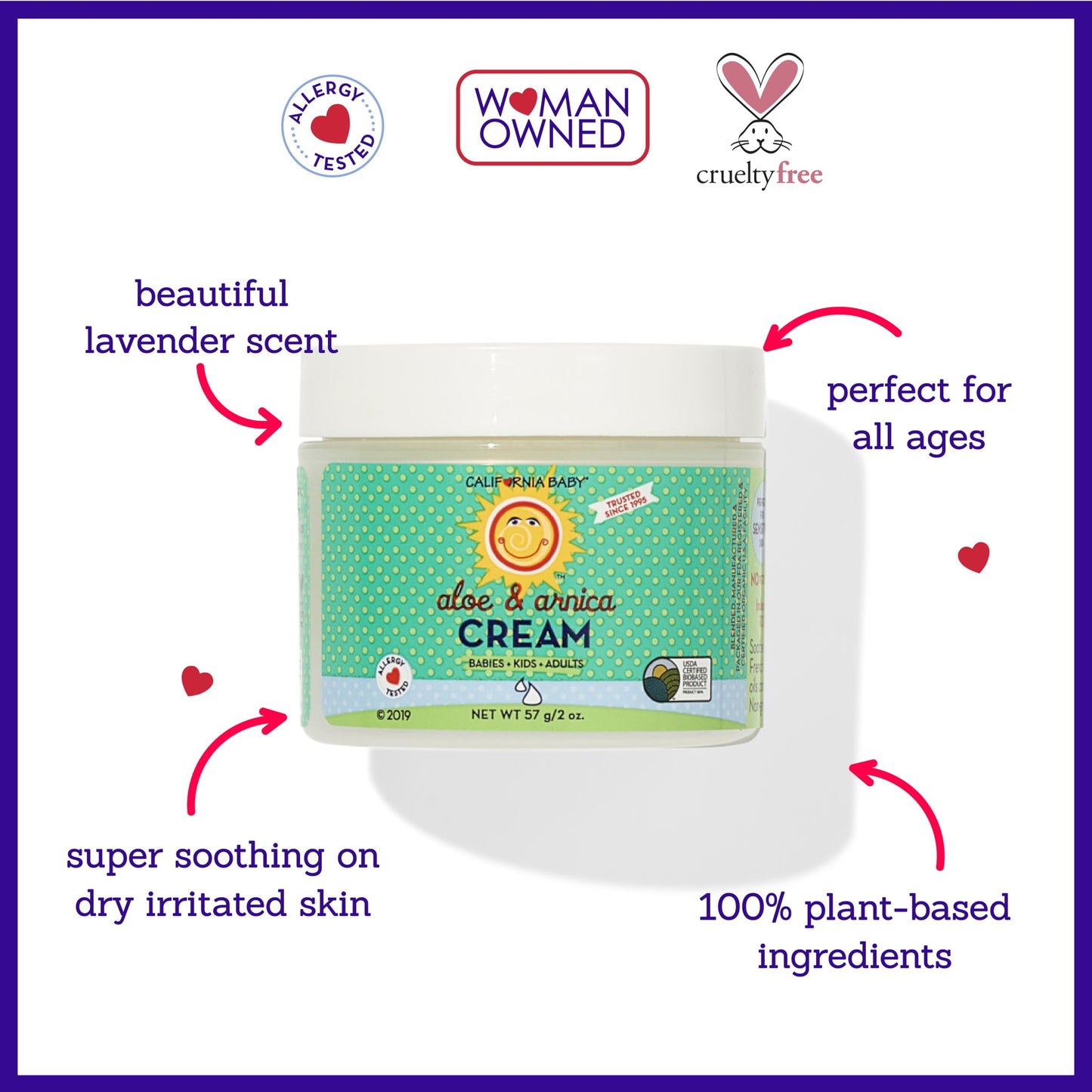 California Baby Aloe & Arnica Cream | Soothing Sunburn Relief Cream | Moisturizes Dry, Irritated Skin | 100% Plant-Based After S