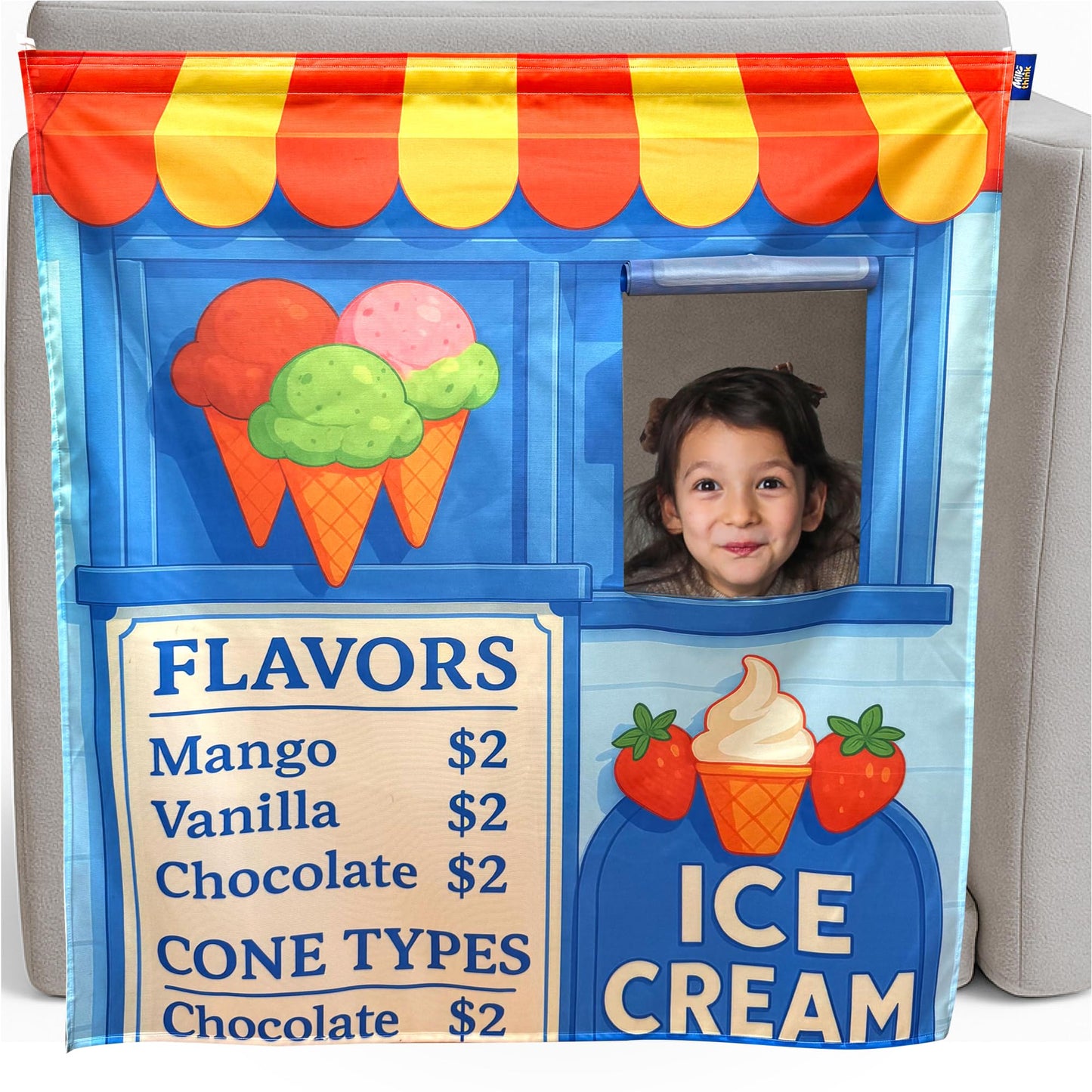 Milk & Think Kids Toddler Play Panel, Role Play Toy, Montessori Inspired Play Panel, Quick Door Hang with Suction Cups (Ice Crea