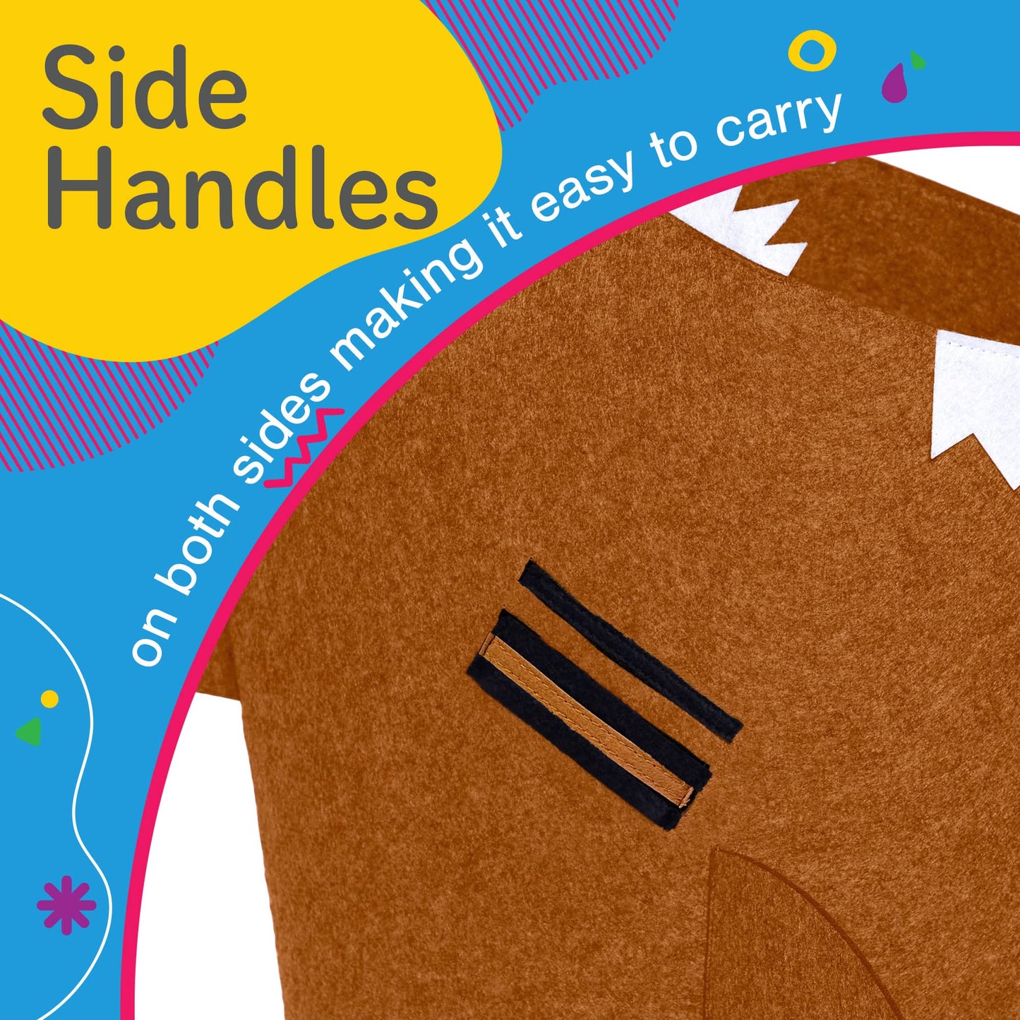 Pikl Kids Shark Laundry Hamper, Brown - 29X16X10 Inches, Portable Toy Storage Basket For Nursery, Bedroom, Bathroom, Boys & Girl