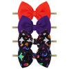 Lanmerry Halloween Baby Knot Ghost Hair Accessories - Headband With Nylon Elastic Bows In Purple And Orange