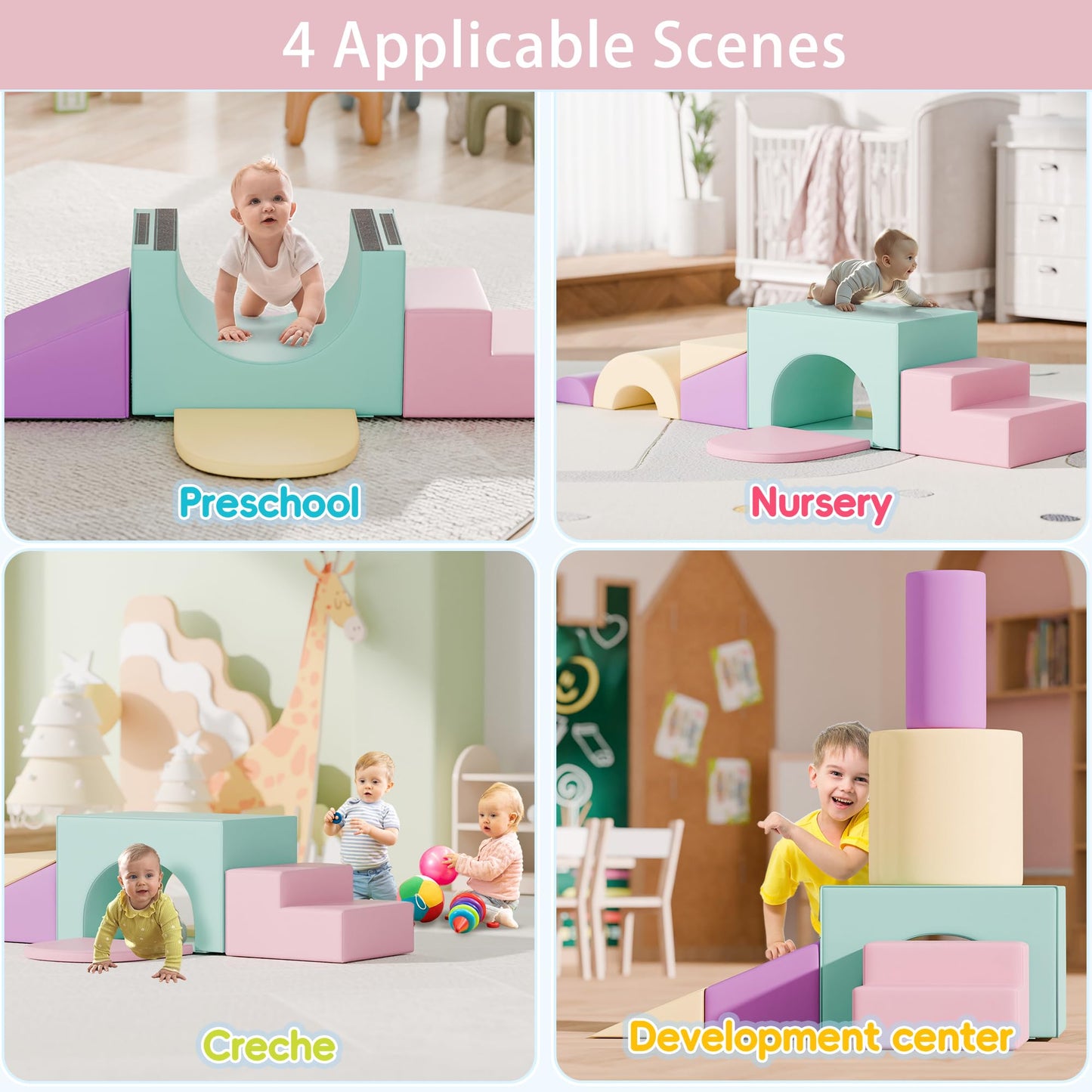 Tolead Soft Foam Climbing Blocks Set - Large 5-In-1 Soft Play Toys Crawling & Sliding Climbing Arch For Toddlers, Foam Playset F