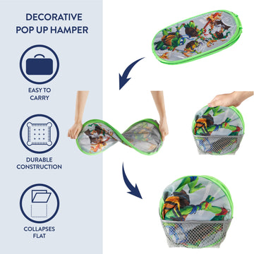 Teenage Mutant Ninja Turtles: Mutant Mayhem Pop Up Hamper With Durable Carry Handles, 21'' H X 13.5'' W X 13.5'' L
