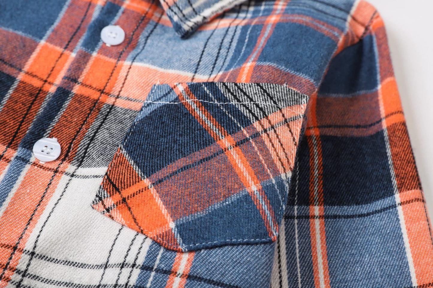 Sangtree Boys Long Sleeves Flannel Plaid Button Down Shirt Tops Orange Blue, 18-24 Months = Tag 90