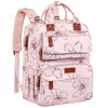 Legestori Floral Printed Diaper Backpack For Moms - Large Pink Bag With Insulated Pockets And Stroller Straps For Baby Girls