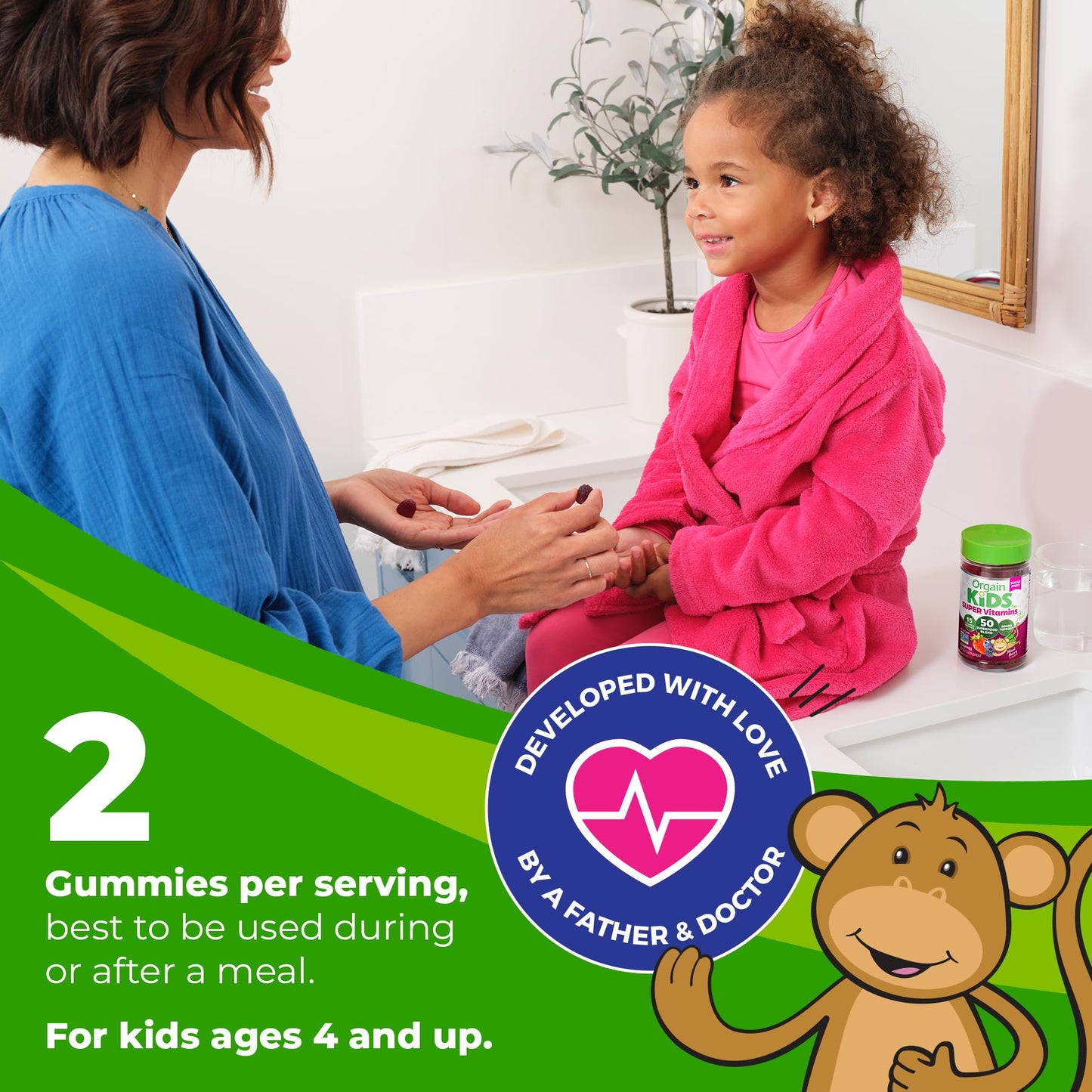 Orgain Kids Sugar Free Multivitamin Gummies, Vegan & Plant Based, 50 Superfoods, 15 Vitamins And Minerals, Immune Support And 3G