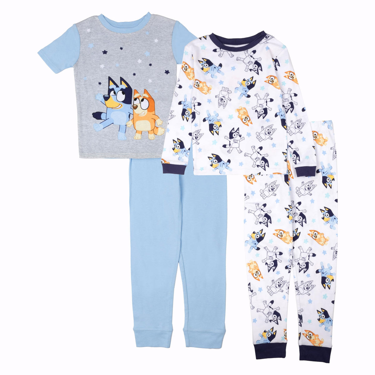 Bluey Girls 4piece Snugfit Matching ShortSleeve Cotton Pajama Set, Soft & Cute for Kids, Hooray Team, 6