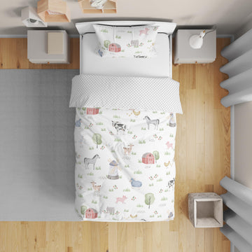 Sweet Jojo Designs Farm Animals Boy Girl Toddler Kid Childrens Comforter Bedding Set - 5 Pieces Comforter, Sham And Sheets - Wat