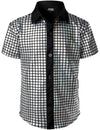 Jogal Boy 'S Dress Shirt Sequins Button Down Shirts 70S Disco Party Costume 8 Silver