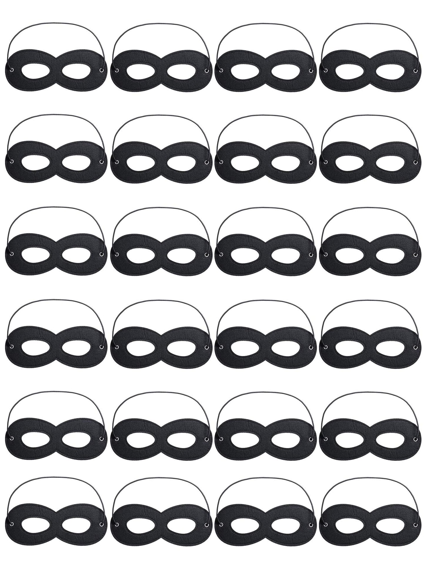 Boao 24 Pack Black Felt Eye Half Masks Halloween Dress up Masks with Adjustable Elastic Rope for Party Cosplay Costume Accessory