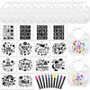 Jutom 38 Pcs DIY Baby Bibs Decorating Kit 14 Bibs 14 Stencils 10 Fabric Markers 2 Ply Feeder Bibs Design Bib for Shower Games(Wh