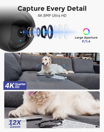 Hugolog 2K 3Mp Indoor Pan/Tilt Security Camera With Auto-Focus,Ideal For Baby Monitor/Pet Camera/Home Security,Starlight Color N