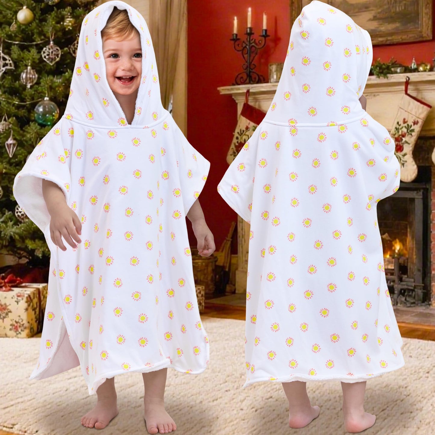 Voova & Movas Double-Layered Toddler Poncho Towel With Hood (2-4 Years, 20X21 Inches) | Ultra Soft & Absorbent Cotton | Thick To