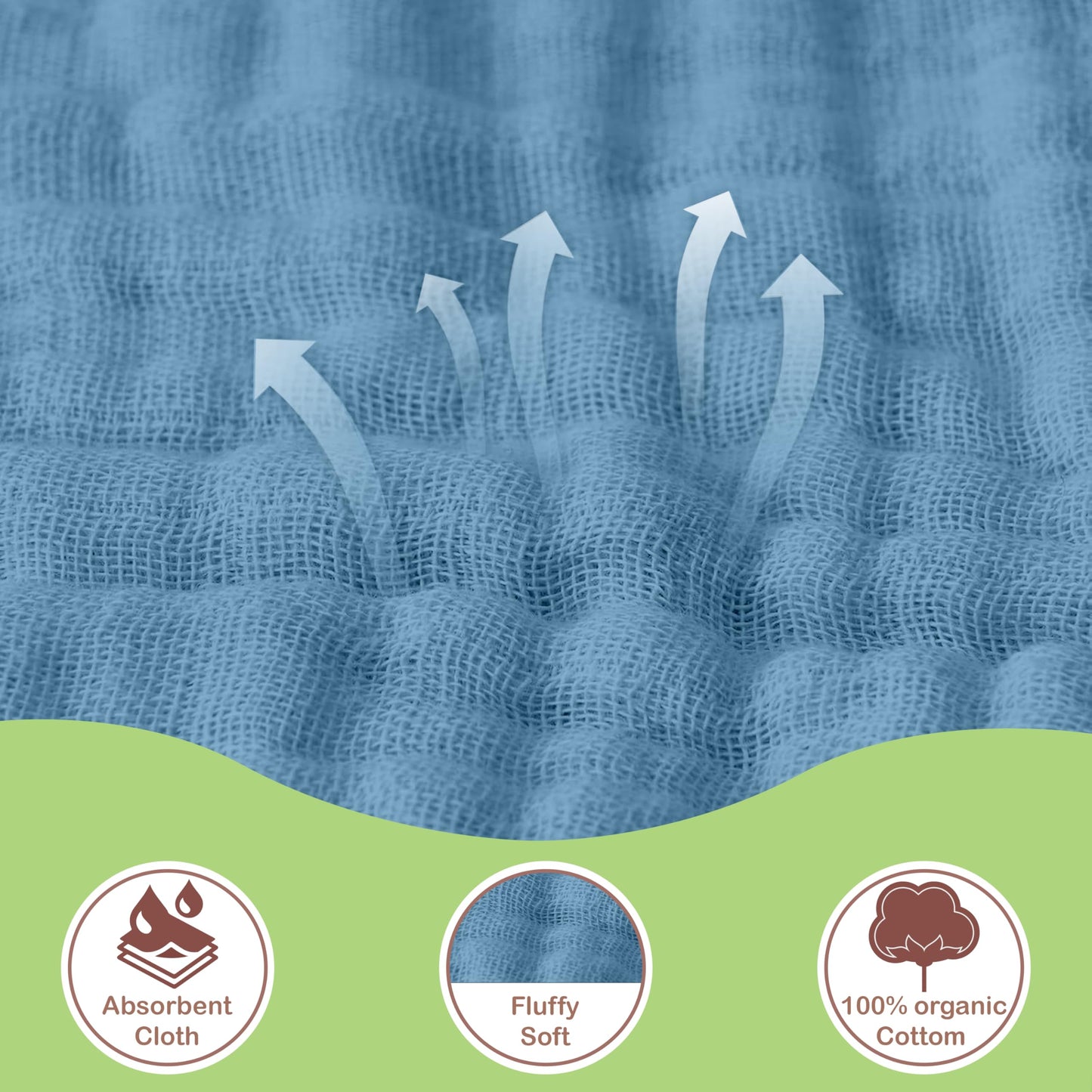 Infancie Organic Cotton Muslin Baby Hooded Towels - 32X32 Inch, 2 Pack Newborn Bath Towels For Boys & Girls, Soft & Absorbent Ba