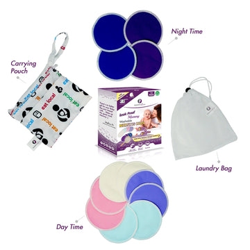 Best Organic Nursing Pads | Washable, Super Soft & Hypoallergenic | 12 Bundle Pack With Daytime And Overnight Protection In One