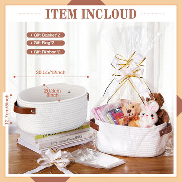 Colingmill 2 Pack Easter Gift Basket With Handles With Gift Bags Ribbons Woven Baskets Storage Empty Chest Box For Presents Pack