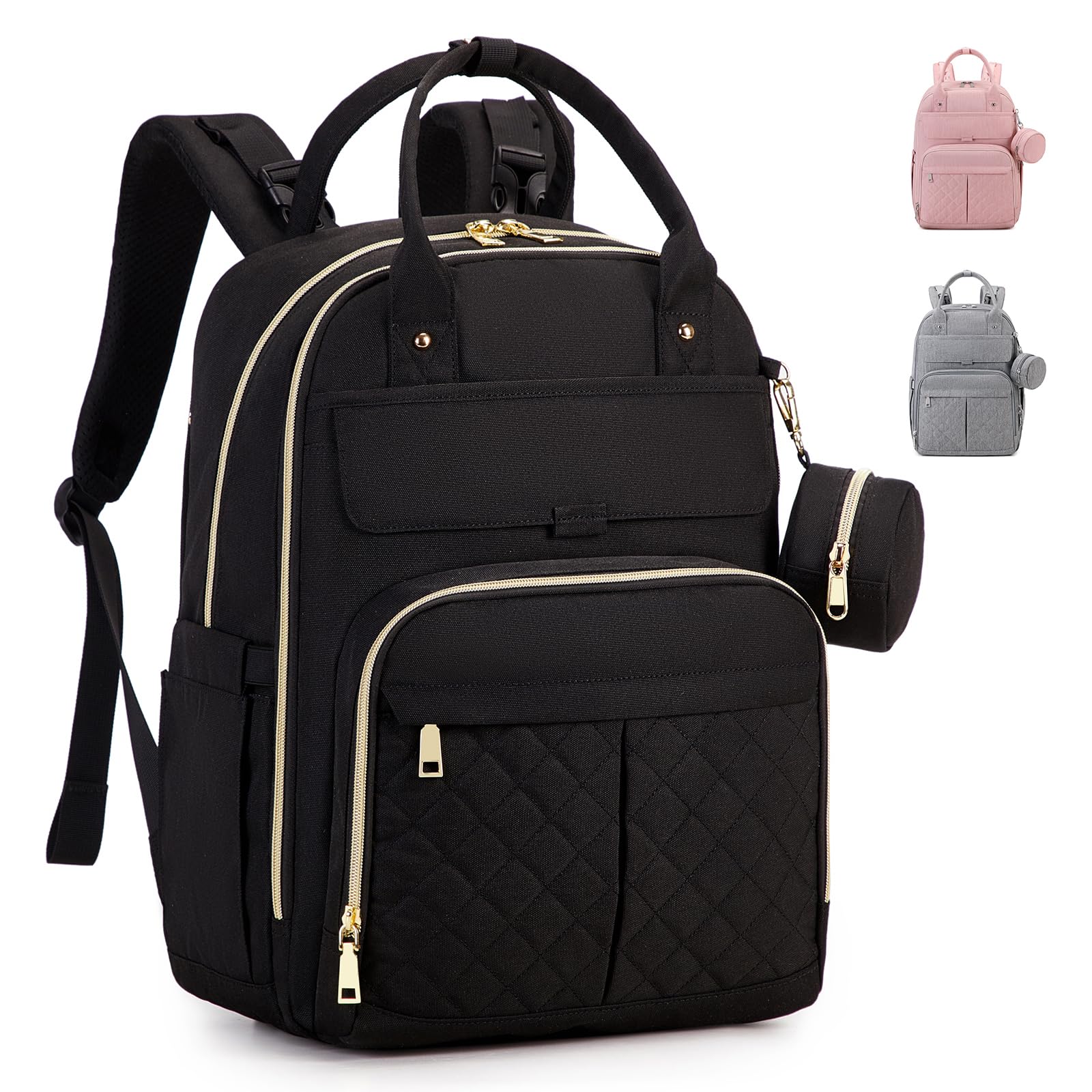 Moonbaby Diaper Bag Backpack, Baby Diaper Bags With Portable Changing Pad And Pacifier Case, Multifunctional Travel Diaper Backp