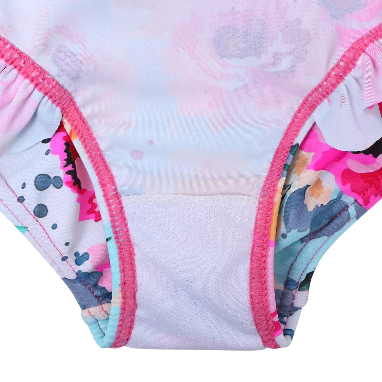Xfgirls Baby/Toddler Girls 1 Piece Swimsuit Long Sleeve Rash Guard Beach Wear 1-6M, Hot Pink Flower