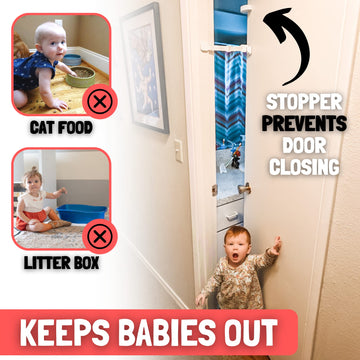 Door Buddy Child Proof Door Lock & Cat Door Stopper. Adjustable Door Strap Latch To Baby Proof Door & Keep Toddler Out Of Cat Fo