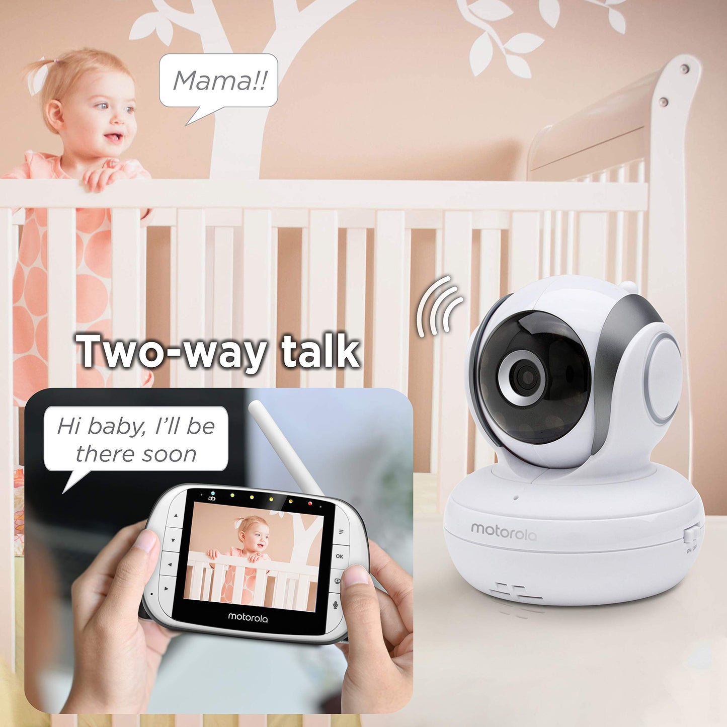 Motorola Mbp36S-2 Video Baby Monitor -Two Cameras, 3.5' Lcd Color Screen Display, 2-Way Audio -Remote Pan, Tilt, Zoom, Infrared