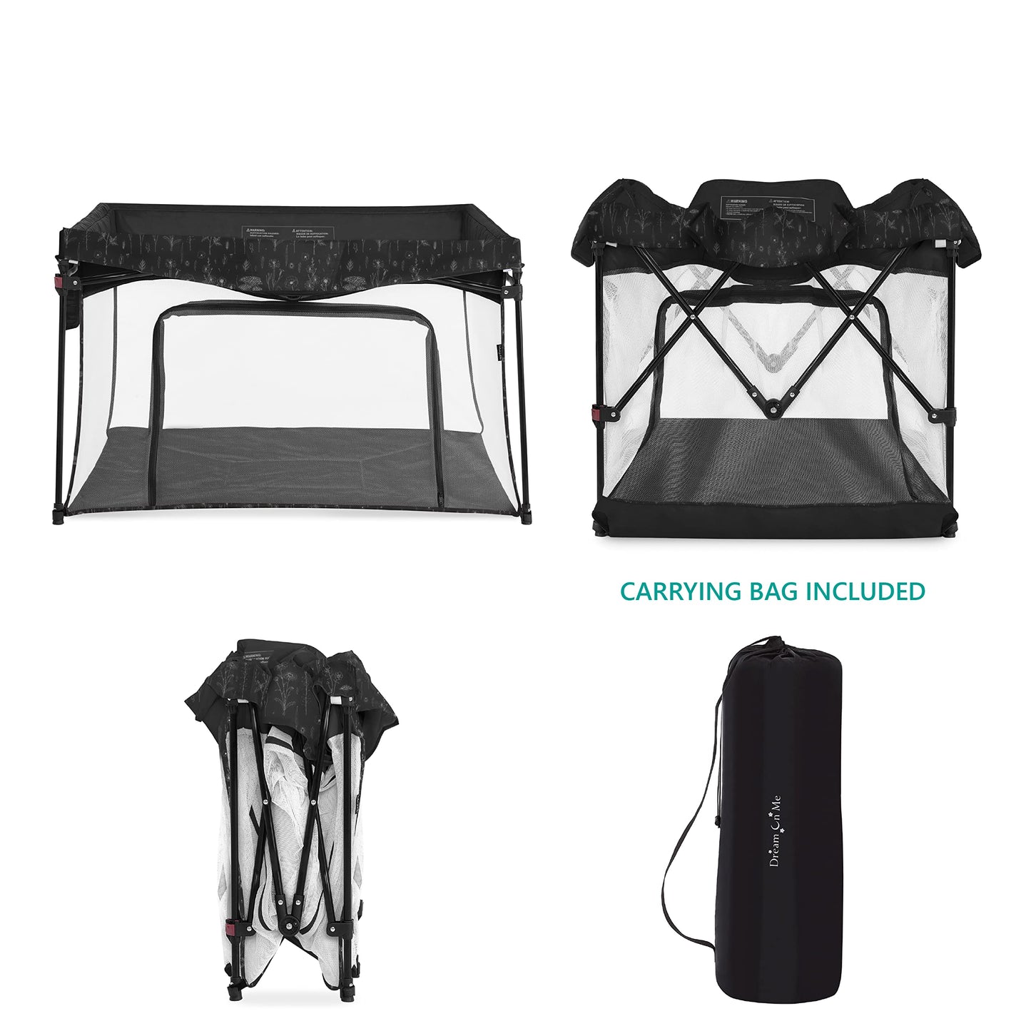 Dream On Me Ziggy Square Playpen Black And White/Easy Set Up/Breathable Mesh Walls/Stylish Finishes/Folds Compactly/Easy Storage