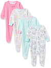 Onesies Brand Baby Girls 4-Pack 'N Play Footies Multi Pack And Toddler Sleepers, Cats, Newborn Us