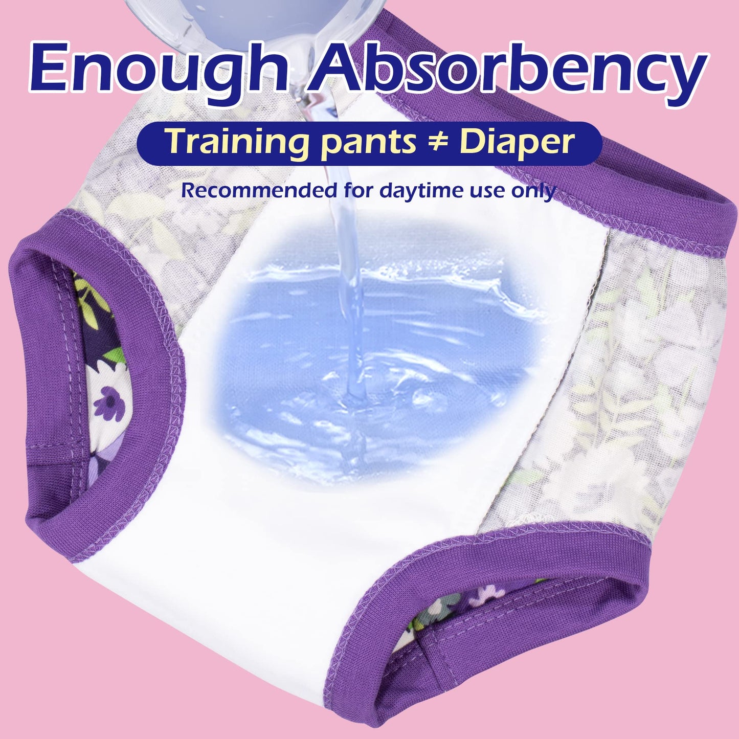 Big Elephant Baby Girls Training Underwear, Toddler Cotton Potty Training Pants Soft Absorbent, 7-8Y