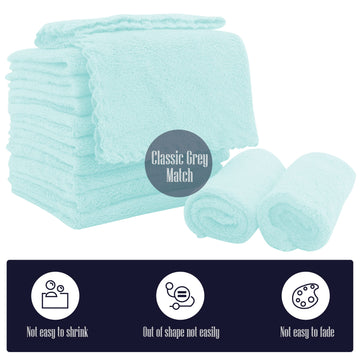 16 Pack Baby Washcloths - Luxury Coral Fleece - Extra Absorbent And Soft Wash Clothes For Newborns, Infants And Toddlers - Suita