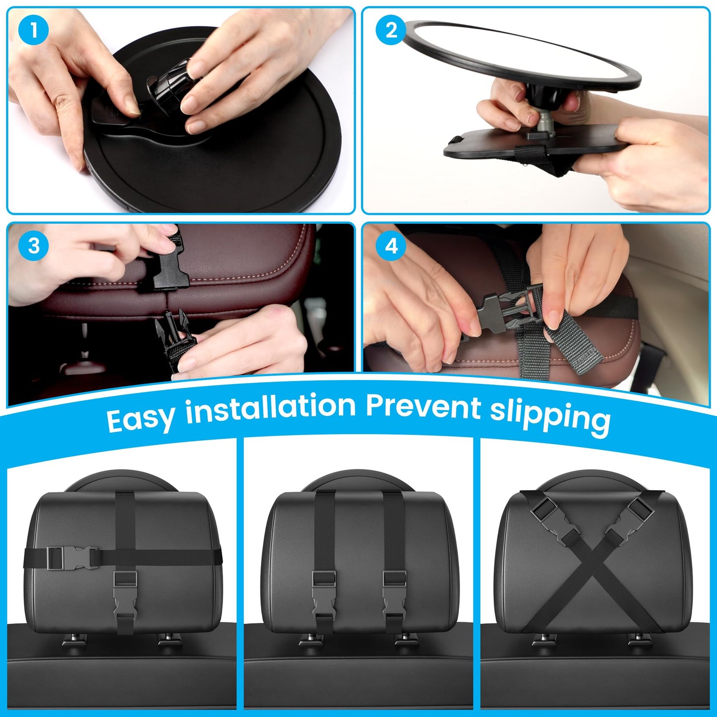 Baby Car Mirror For Rear Facing Carseat- Shatterproof Acrylic, 360 Adjustable Clear Wide Angle View, Ultra-Light Oval Design, Ea