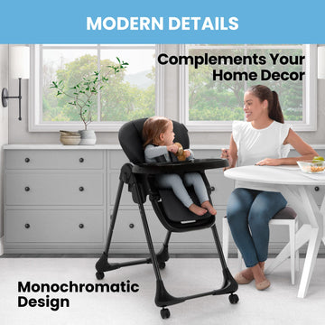 Delta Children Little Folks 2-In-1 Slimfold High Chair For Babies And Toddlers, Black