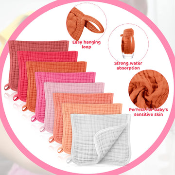 Remagr 8 Packs Muslin Burp Cloths 6 Layers Unisex Baby Items Absorbent Burp Rags Colorful Muslin Washcloths For Baby Plain Soft