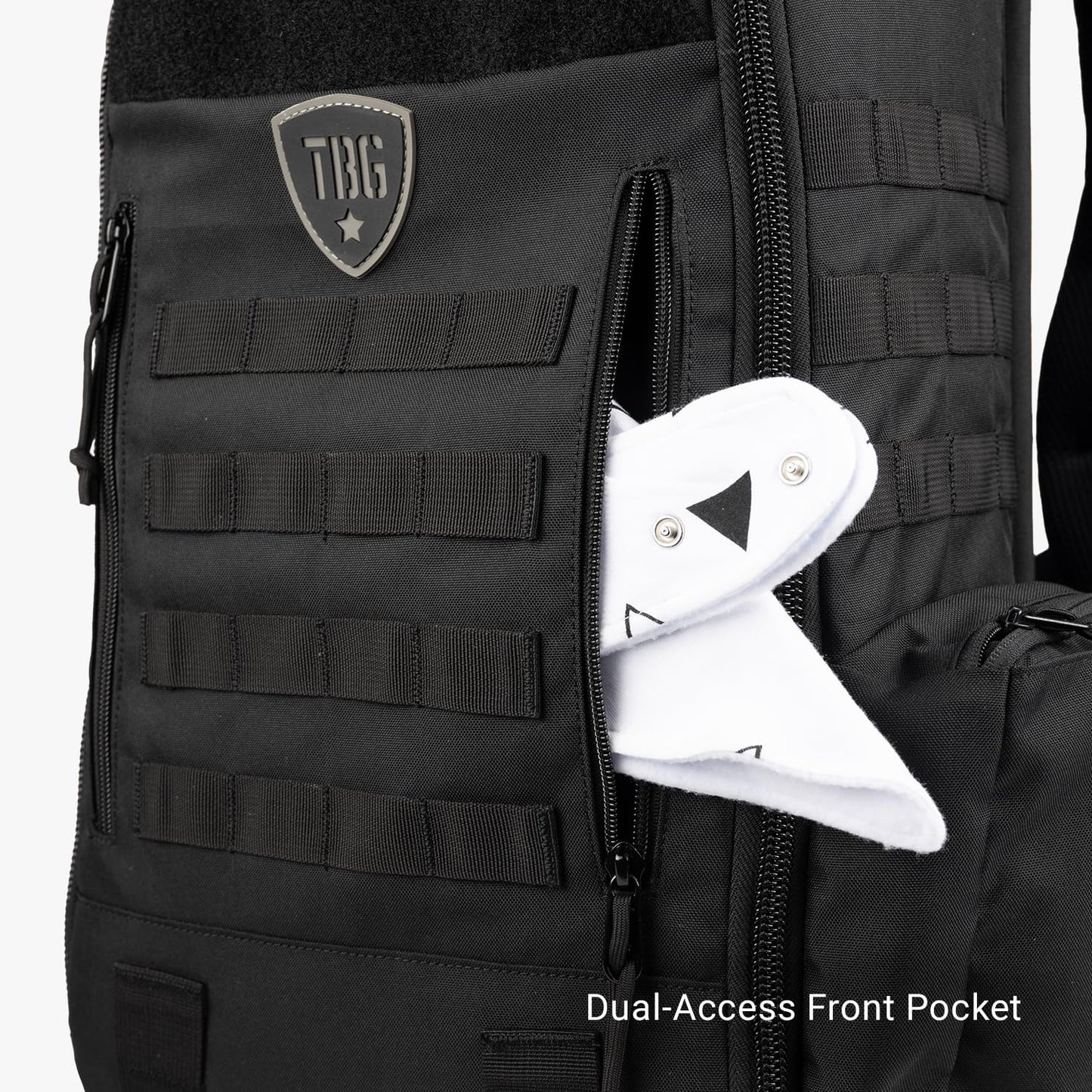 Tbg - Mens Tactical Diaper Bag Backpack W/Built-In Changing Mat, Stroller Strap (Black 4Th Gen)